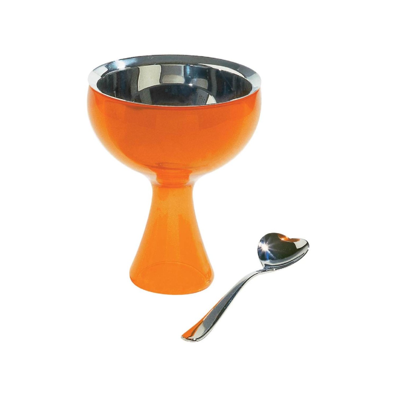 Alessi Μπολ παγωτού 250 ml. πορτοκαλί με κουτάλι ανοξείδωτο σειρά Big Love Μπολ/ Σουπιέρες