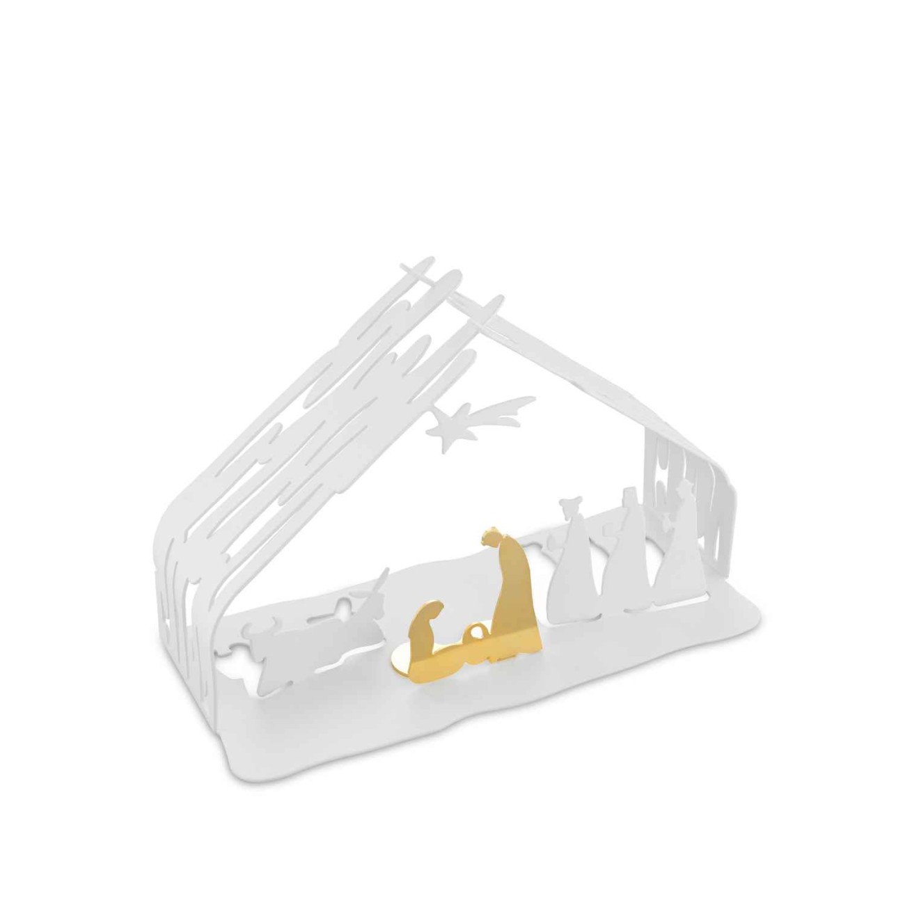 Alessi Φάτνη White/Gold Steel 23x13x10εκ σειρά Bark Χριστουγεννιάτικα