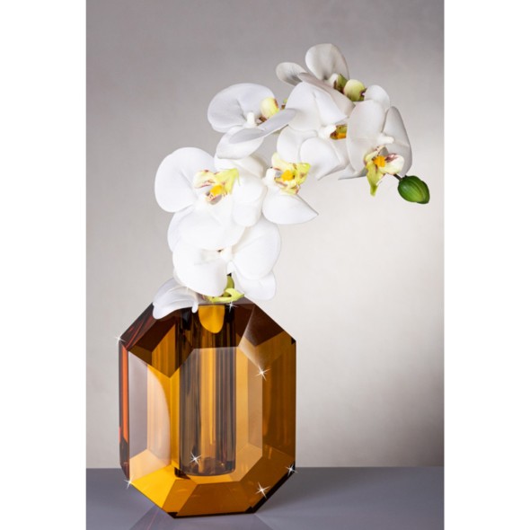 Ranoldi Βάζο amber 12X8X15cm σειρά Diamond Crystal Ranoldi Βάζο amber 12X8X15cm σειρά Diamond Crystal