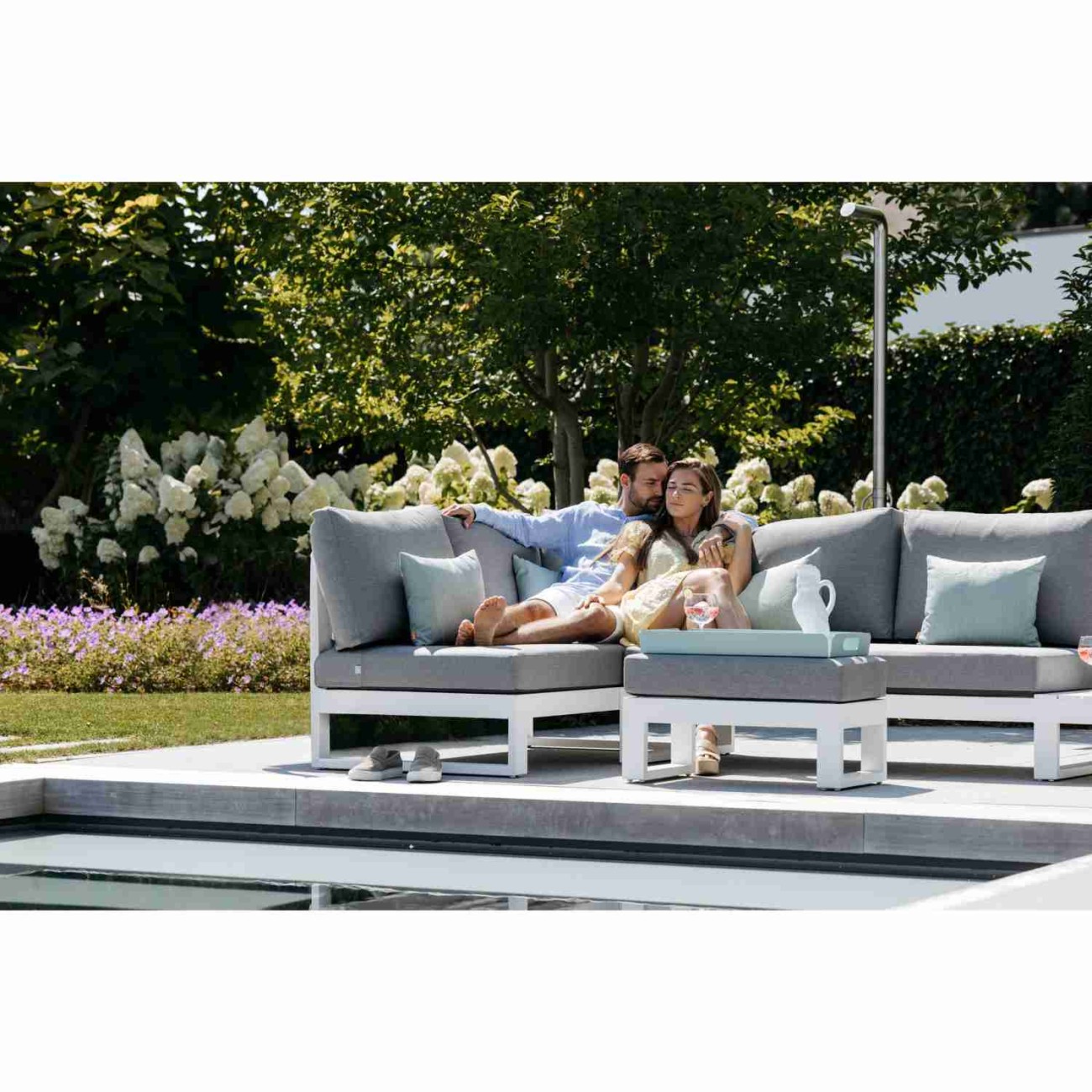 Life Outdoor Living Σαλονάκι λευκό/mist grey σετ 5 τεμ. σειρά Ibiza Έπιπλα Κήπου