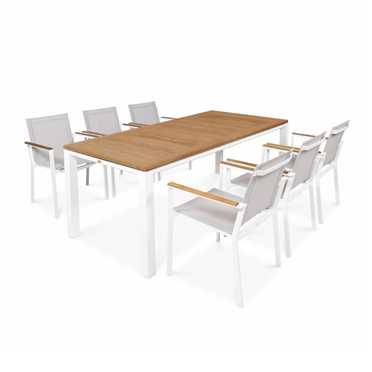 Life Outdoor Living Τραπέζι φαγητού 180x90εκ. λευκό με ξύλινη teak επιφάνεια  σειρά  Concept  Έπιπλα Κήπου