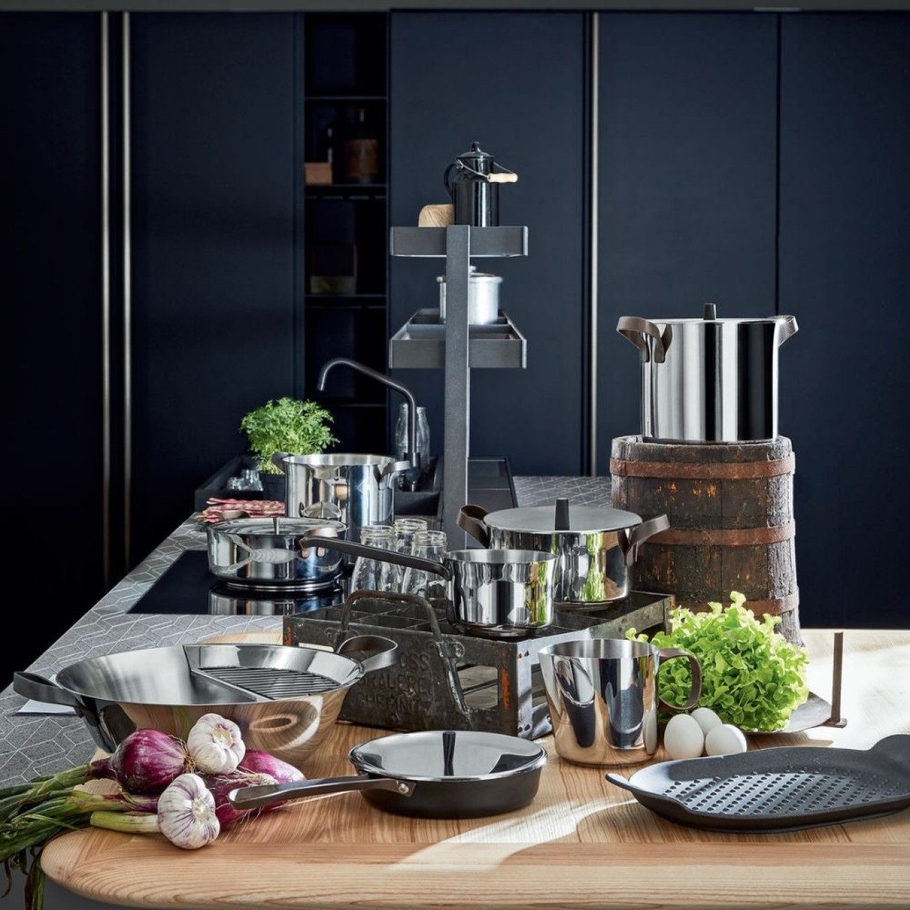 Alessi Σετ 4 τεμ. Σκεύη S/steel σειρά Edo  Σετ Μαγειρικά Σκεύη